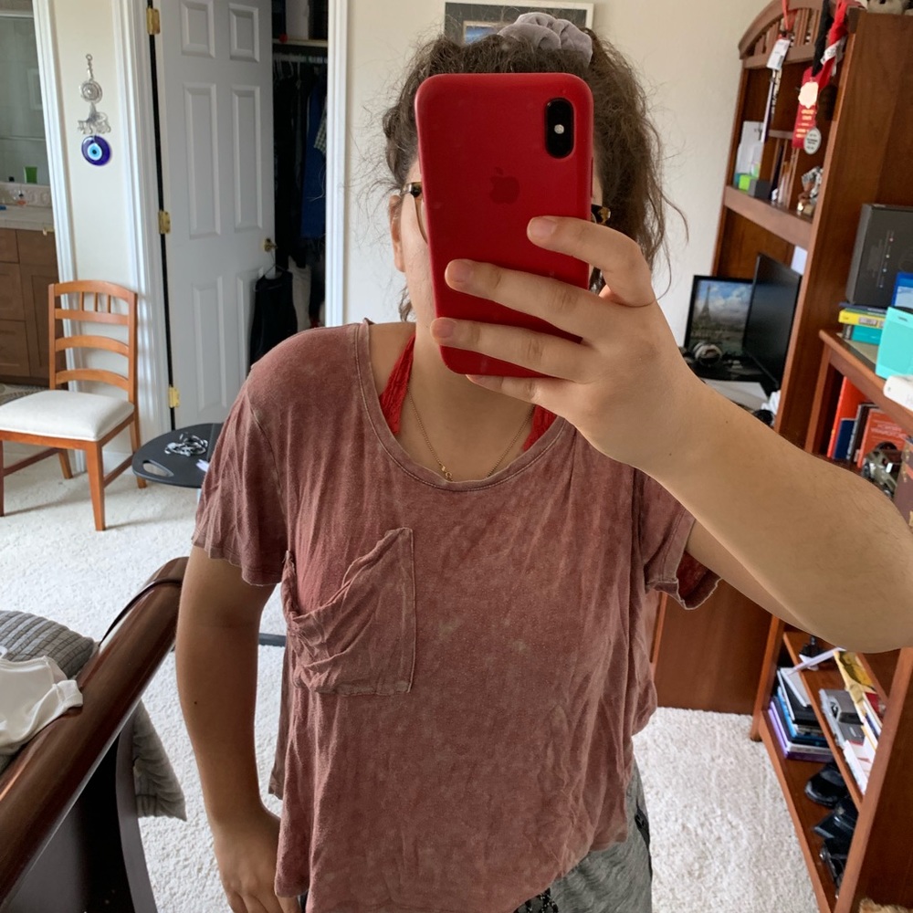 pink me to we loose t shirt with pocket detail